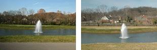 Ensworth fountain, before and after